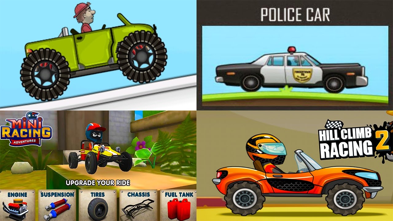 Hill Climb Racing 1 vs Hill Climb Racing 2 vs Hill Climb Racing Garage vs Mini Racing Adventures