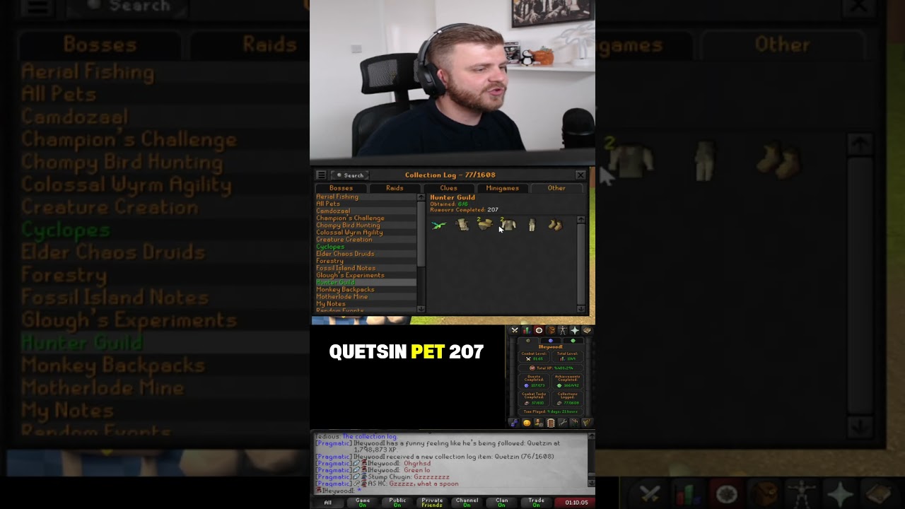 Hunters guild green log on the HC