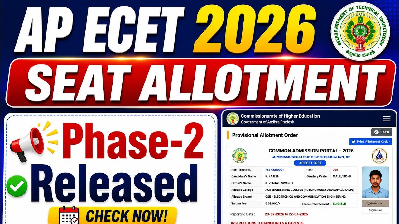 AP ECET 2026 Phase 2 Seat Allotment Released | AP ECET Final Phase Allotment