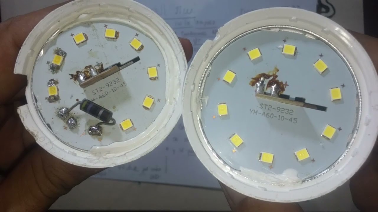 14. Reparar lámpara led 11W que no enciende por el método de la resitencia.