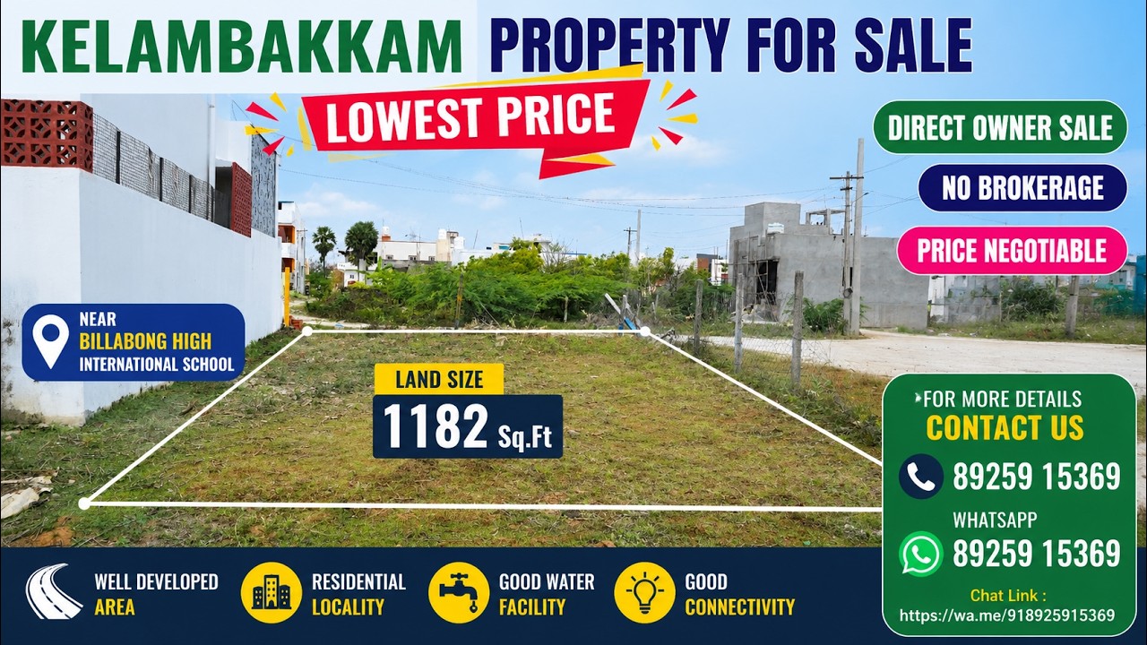 🥳Kelambakkam Best Land For Sale 📍Chettinad Hospital #kelambakkam #landforsale#plotsforsale#omr#land