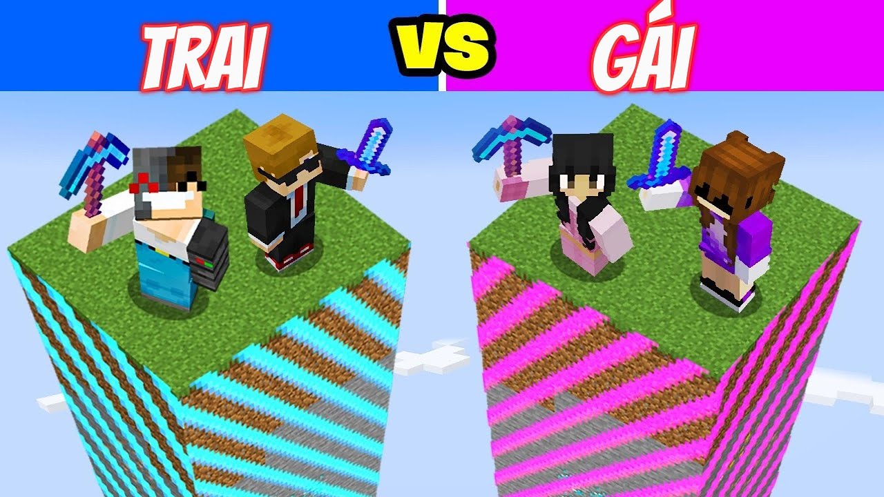 Trai VS Gái Trong Minecraft 1 Chunk