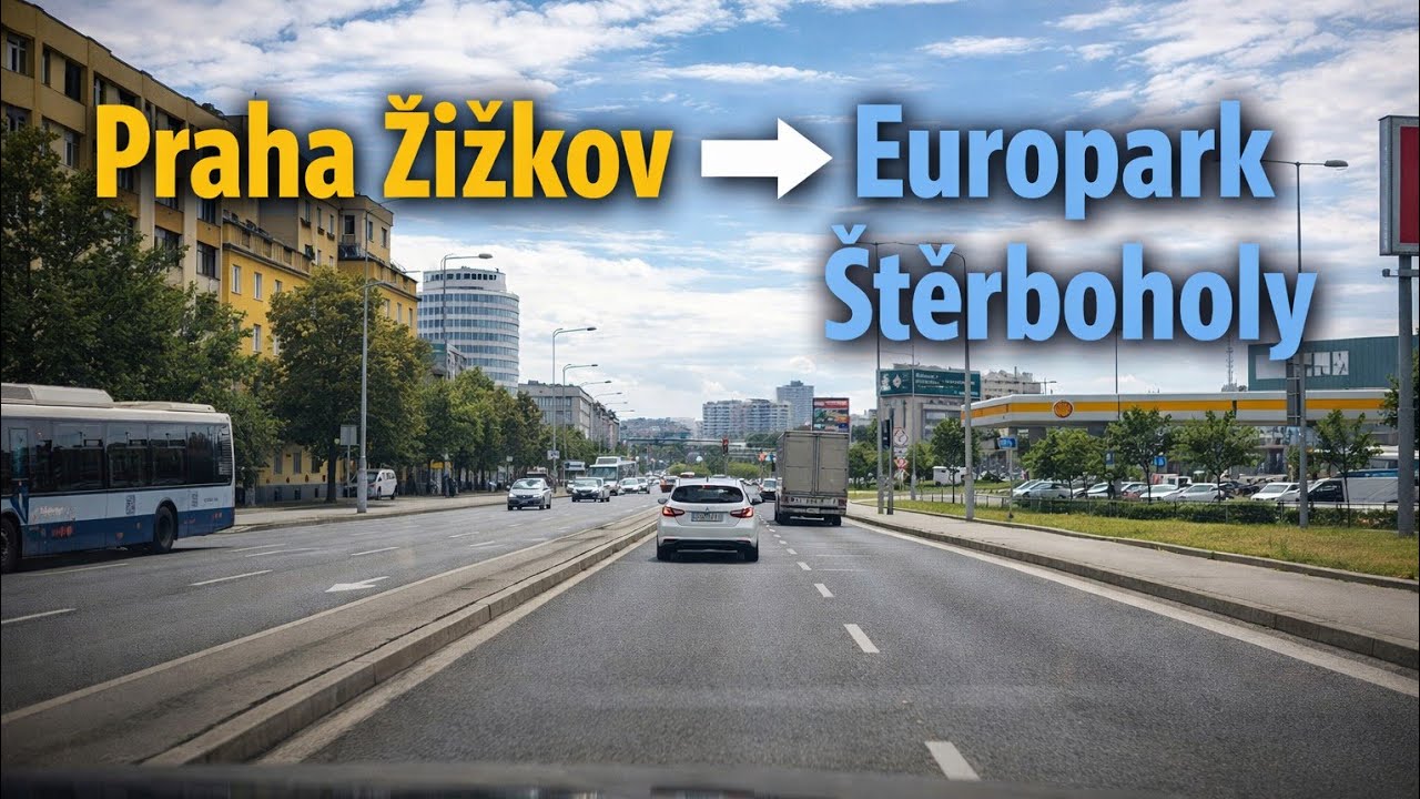 🚗 Praha Žižkov → Europark Štěrboholy | Klidná jízda autem | 4K | Bez komentáře