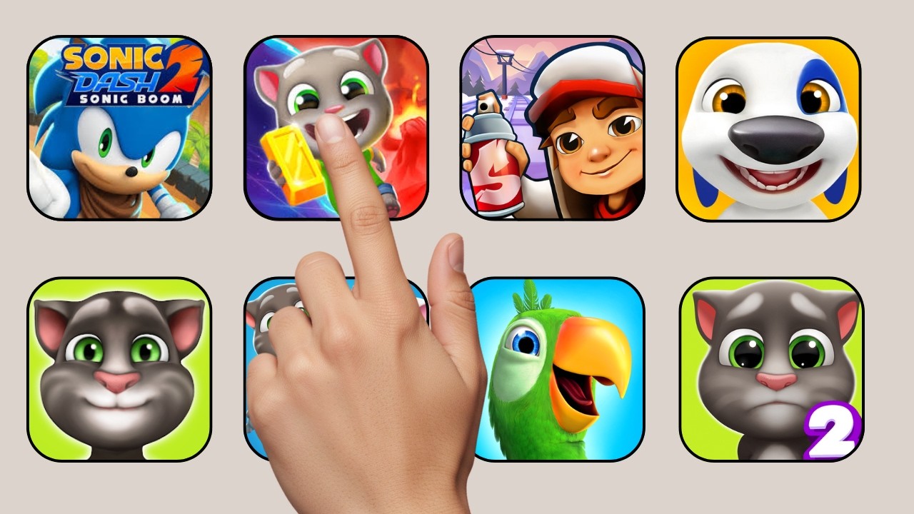 Sonic Dash 2, Talking Tom Hero Dash, Sunway Surfers, Annoying Uncle Punch Game, Talking Hank Island