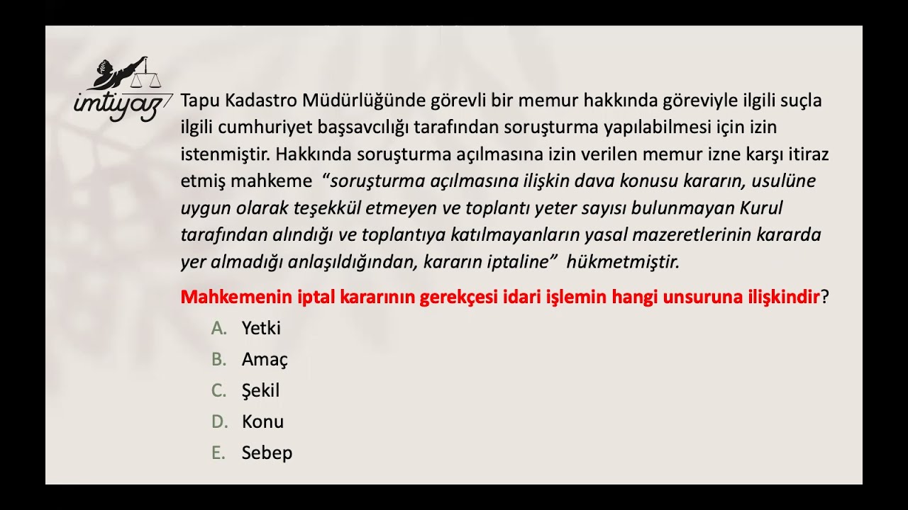 METİN KAYA -İDARE HUKUKU SORU ÇÖZÜMÜ - 2 -İDARİ İŞLEMLER