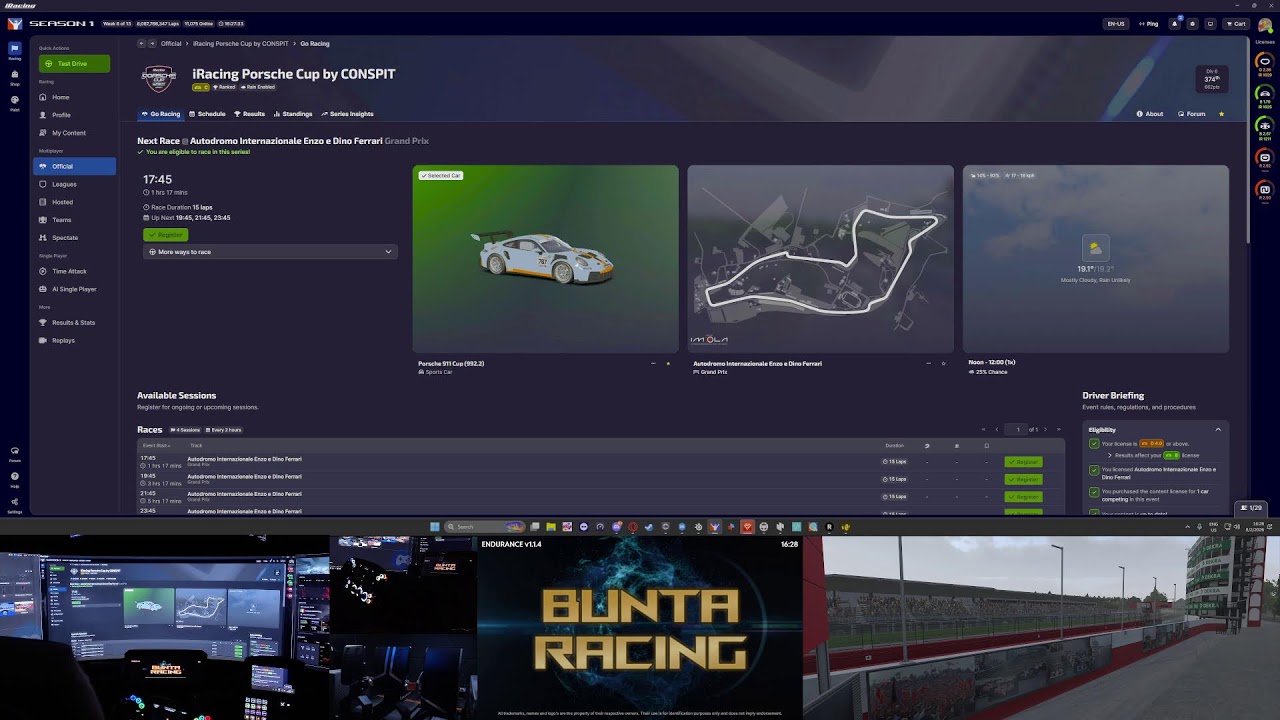 🔴 [ENG/廣東話] Live: iRacing | Porsche Cup At Imola |