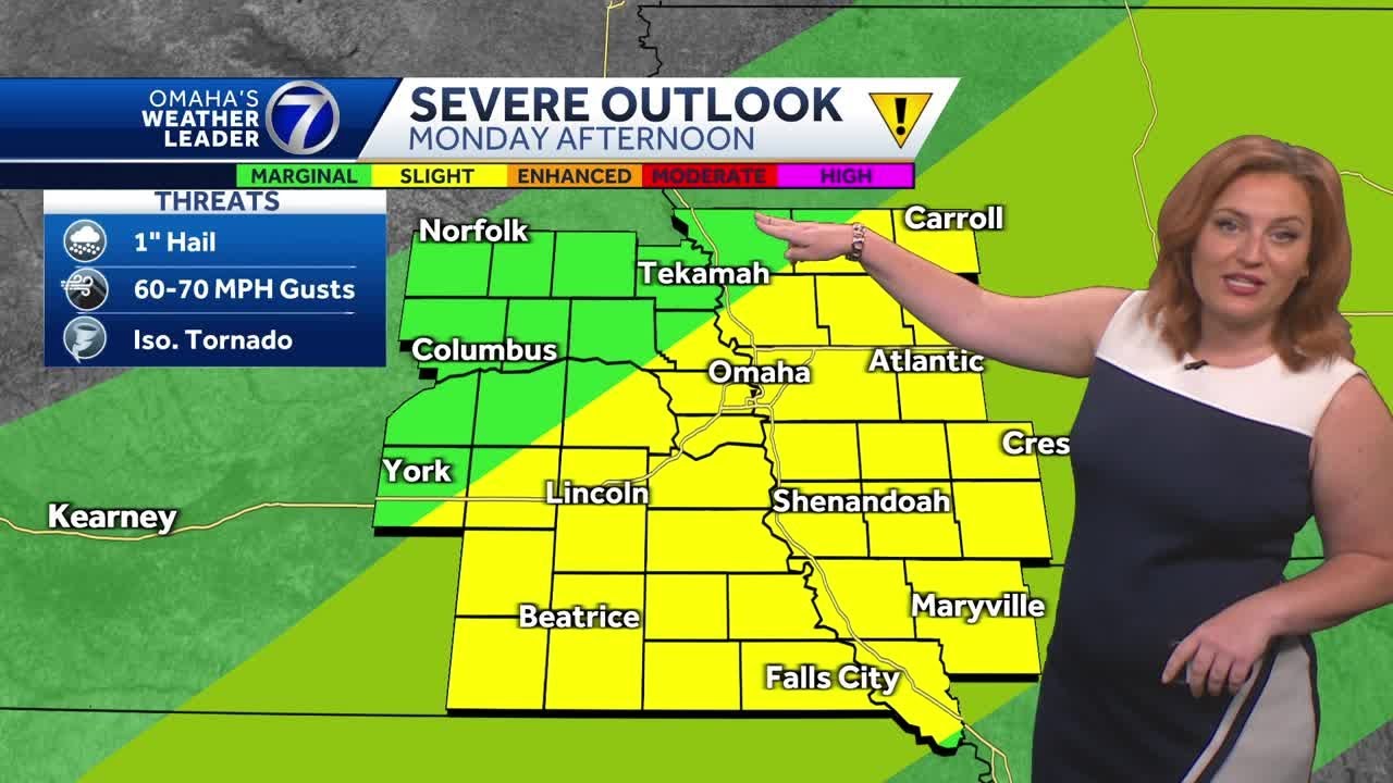 Afternoon storms possible Monday for Omaha area