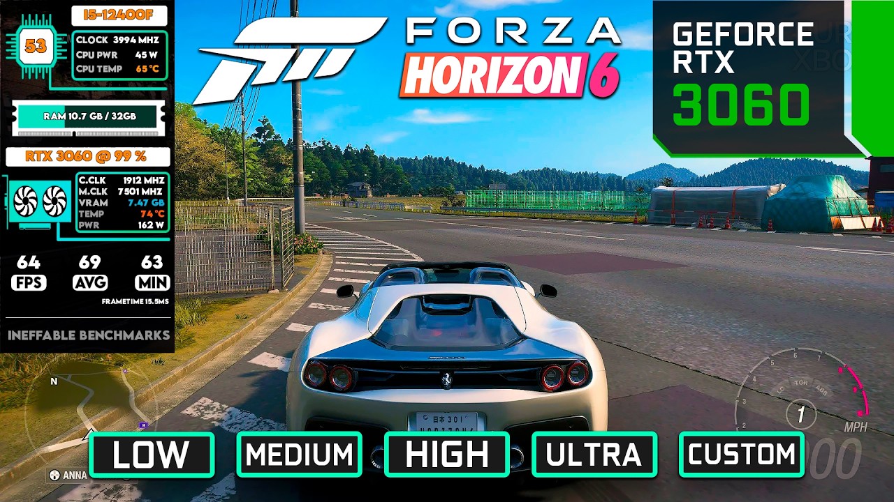 Forza Horizon 6 PC Benchmark on RTX 3060 | Ultra, High & RT Performance