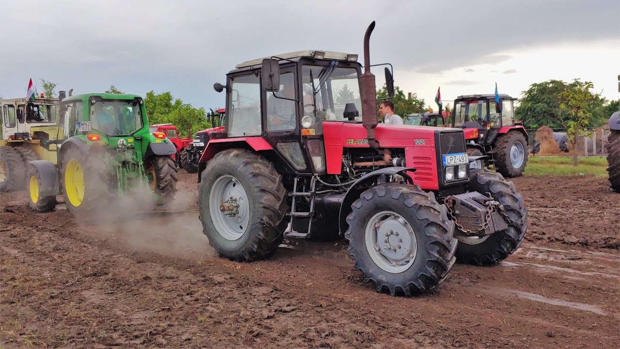 Belarus 1221 tractor pulling 2019, stuck in mud (4k video)