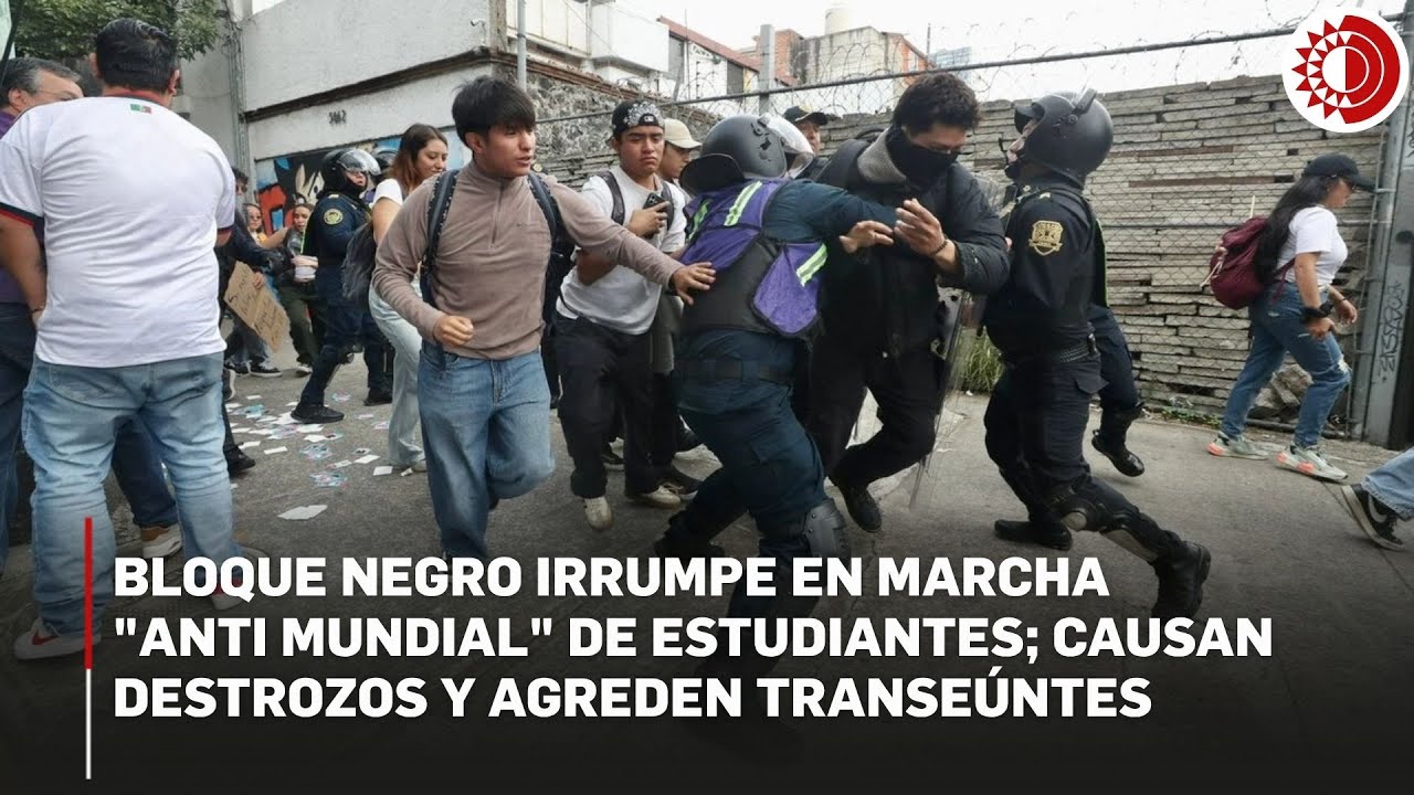Encapuchados causan destrozos y agreden a aficionados del Mundial 2026 rumbo al Estadio Ciudad de M&eacute;