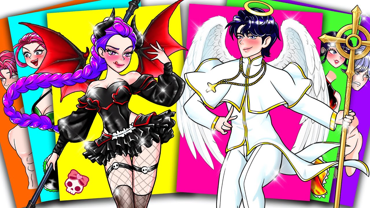 COSPLAY Battle DEVIL RUMI HUNTRIX vs ANGEL JINU SAJA BOYS - KPOP DEMON HUNTERS | Sticker Book DIY