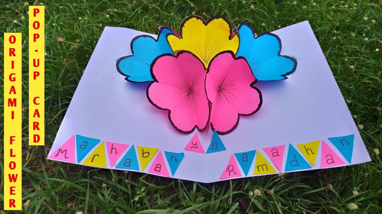 Cara Membuat Kartu Ucapan Pop-Up Bunga 3D Cantik || Marhaban ya Ramadhan || Kreasi Origami Bunga