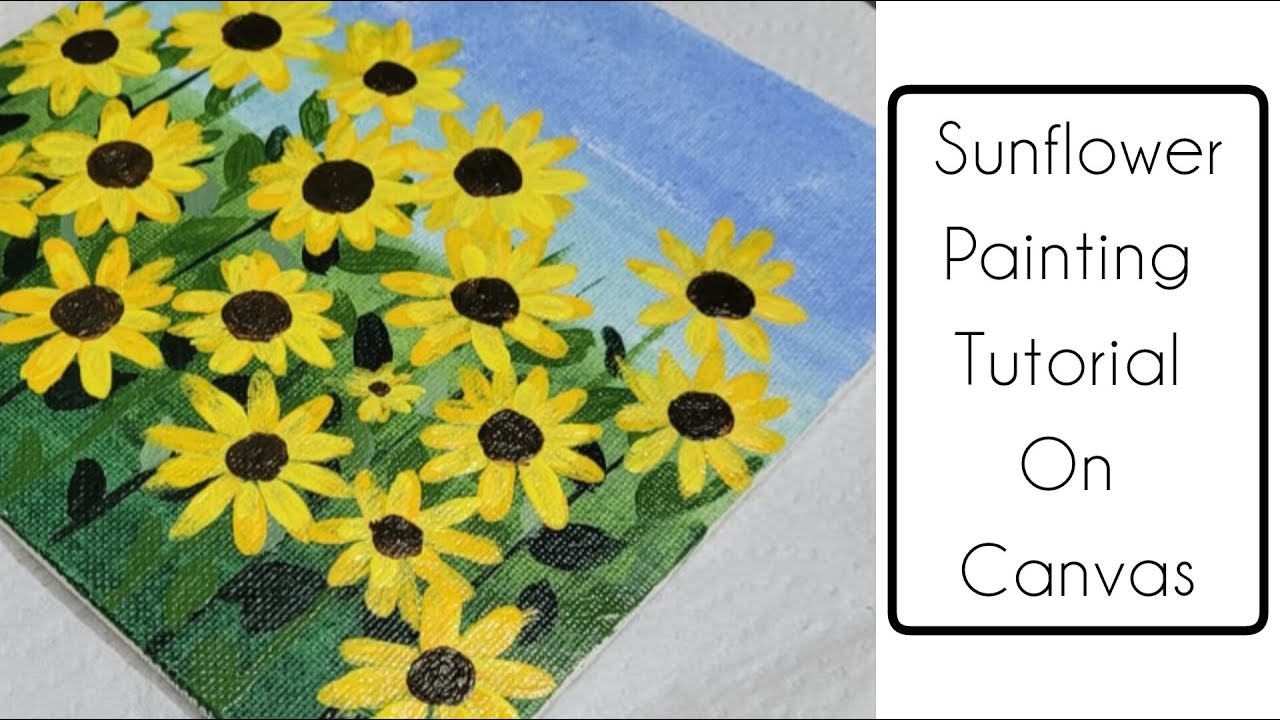 Sunflower Painting Tutorial On Canvas | Canvas Painting | How To Paint Sunflowers on Canvas |