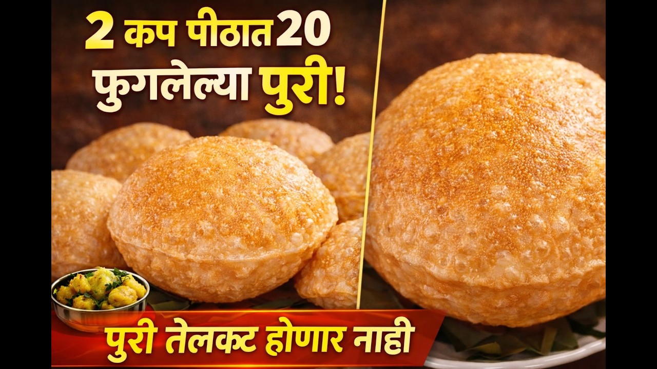 2 कप पिठात 20 फुगलेल्या पुरी | Perfect Puri Recipe | Puri Tips & Tricks