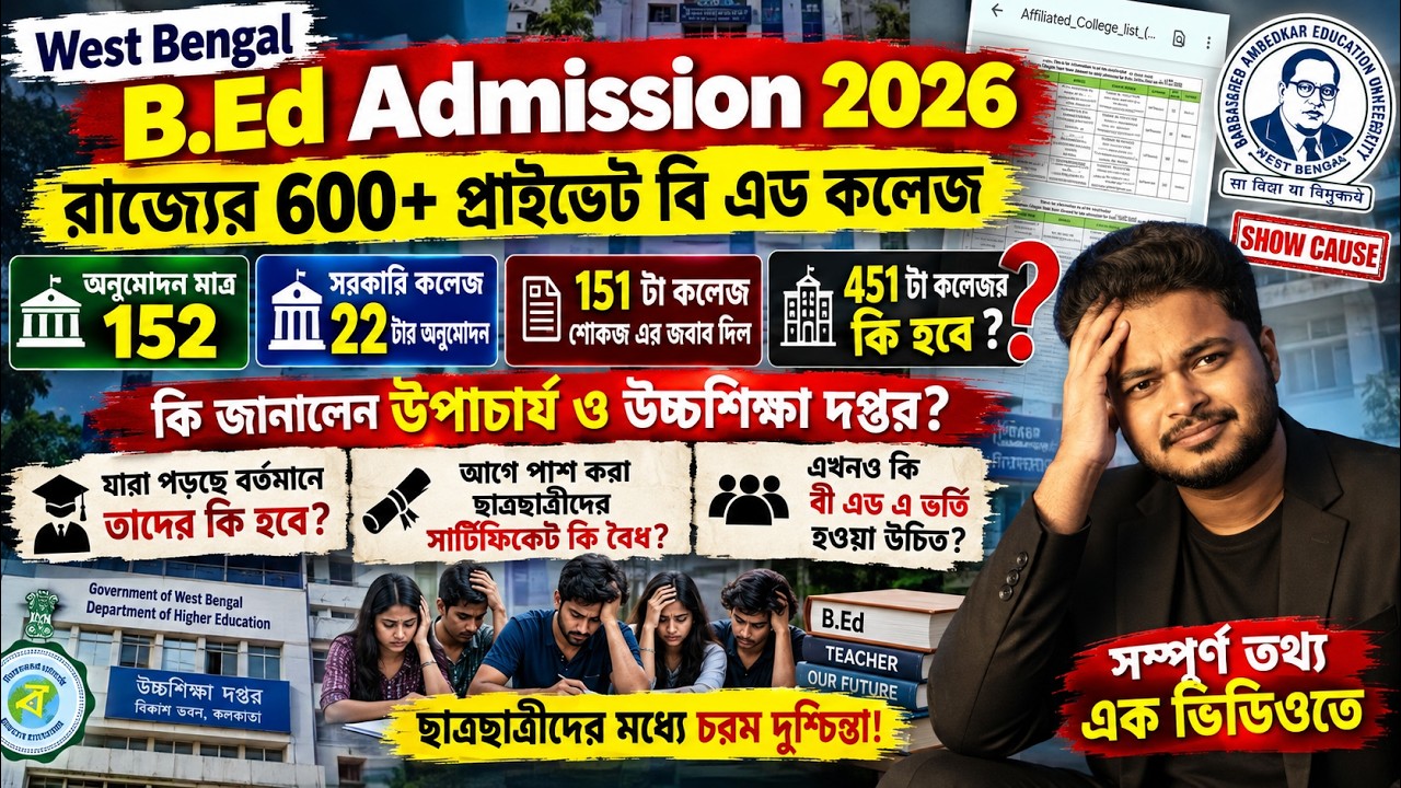 West Bengal B.Ed Admission 2026: BSAEU Private B.Ed College admission 2026: b.ed apply online 2026