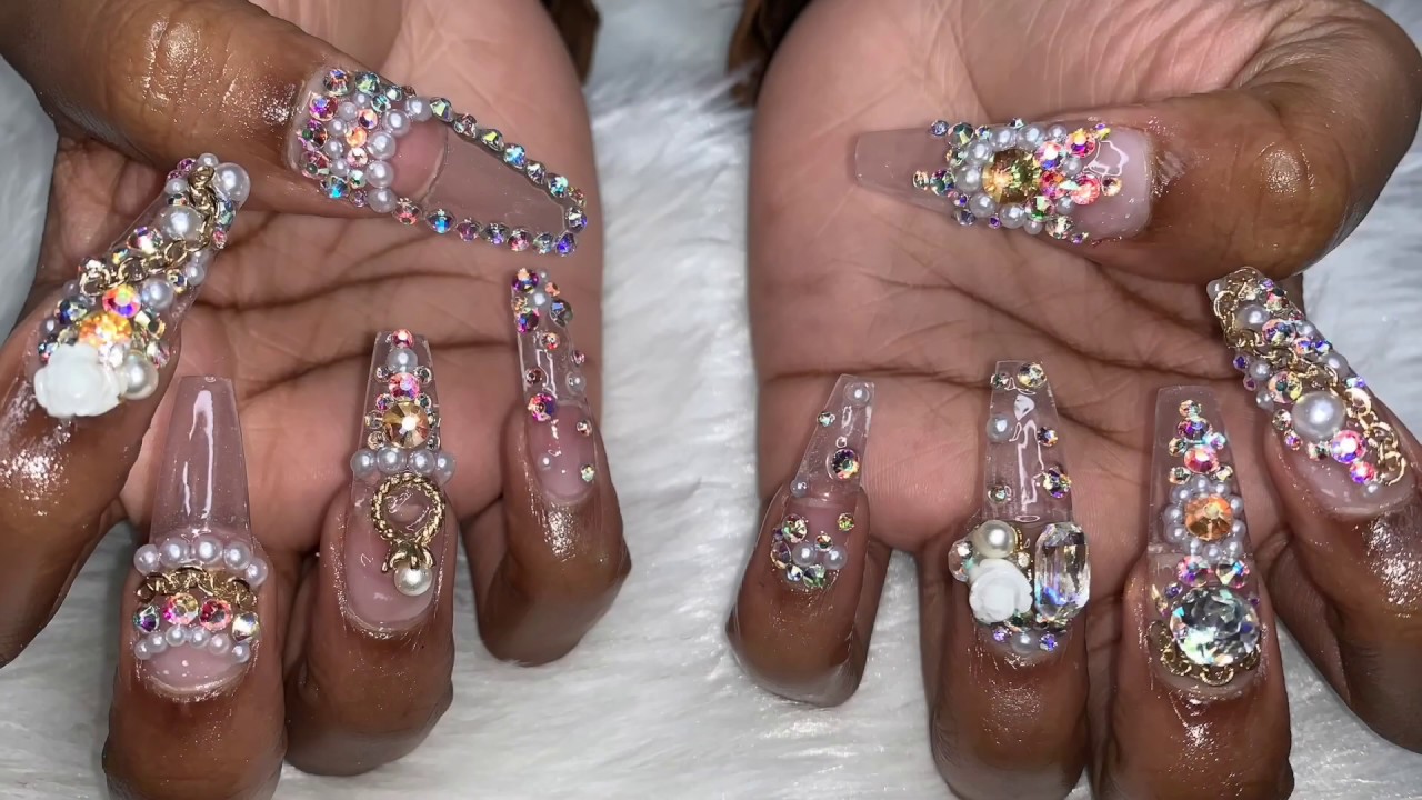 Acrylic Nails Tutorial | Clear Bling Nails