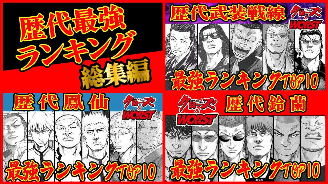 【総集編】歴代最強ランキング『武装戦線』『鳳仙学園』『鈴蘭男子高校』【クローズ＆WORST】