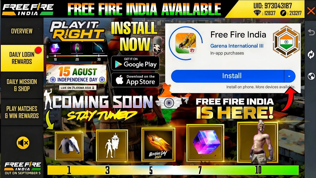 Free Fire India Coming Soon | New 15 August Upcoming Events Update New Event update Free Fire ff max