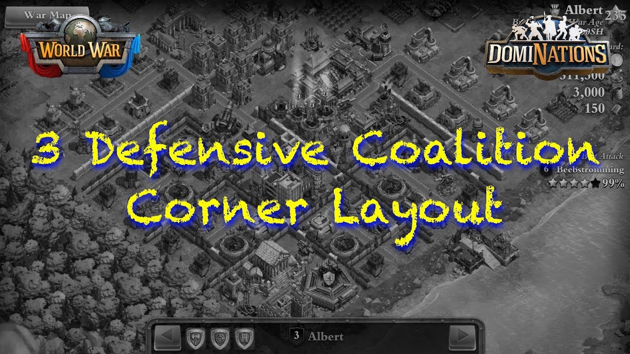 DomiNations Attack vs Albert | L235 | NLDWarforce.0SH | 3xDef Corner Layout | 2018.02.18