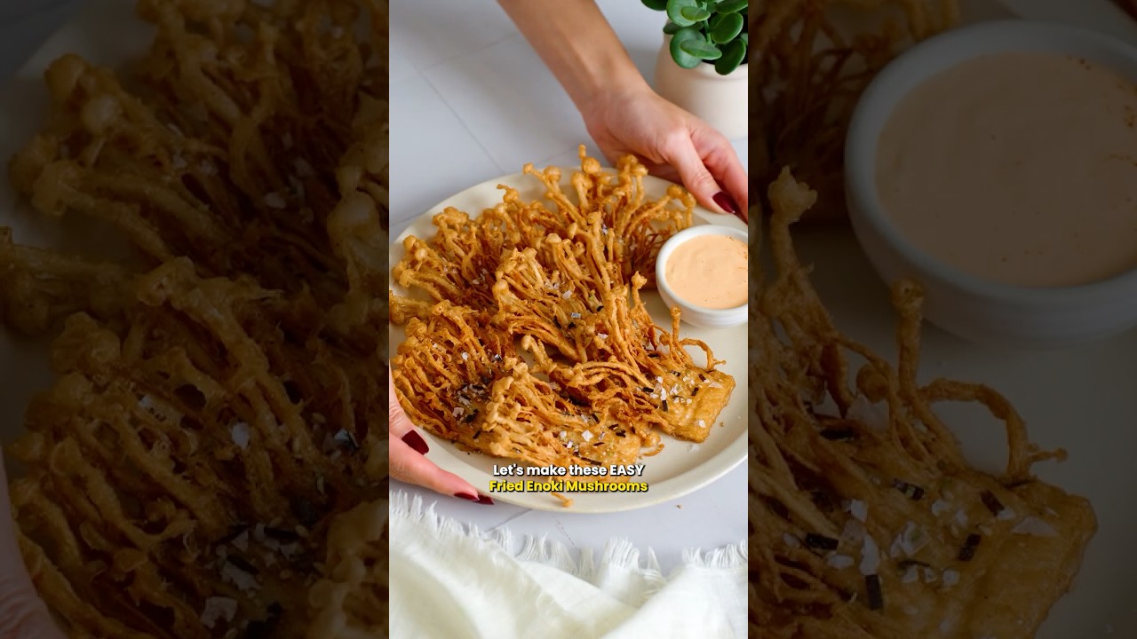 The CRISPIEST Fried Enoki Mushrooms 😍 #easyrecipe