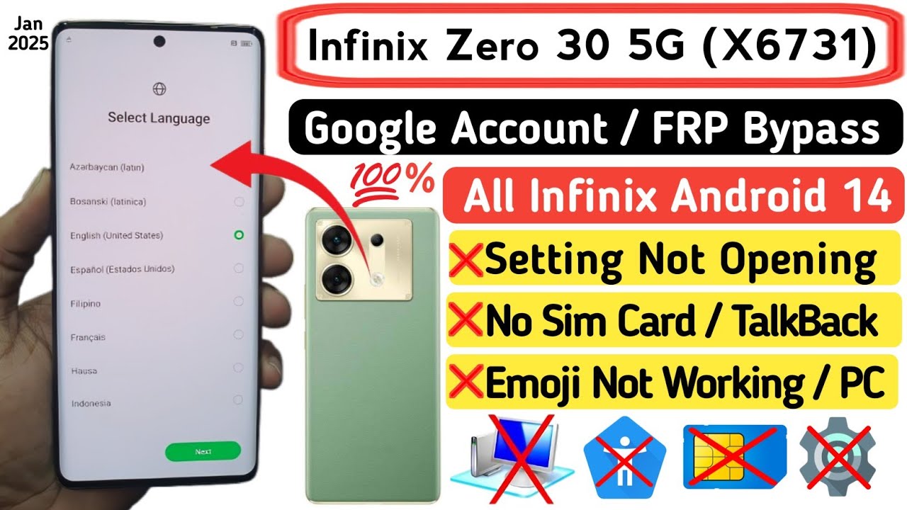Infinix Zero 30 5G FRP Bypass Android 14 | Infinix Android 14 FRP Bypass | Setting Not Opening
