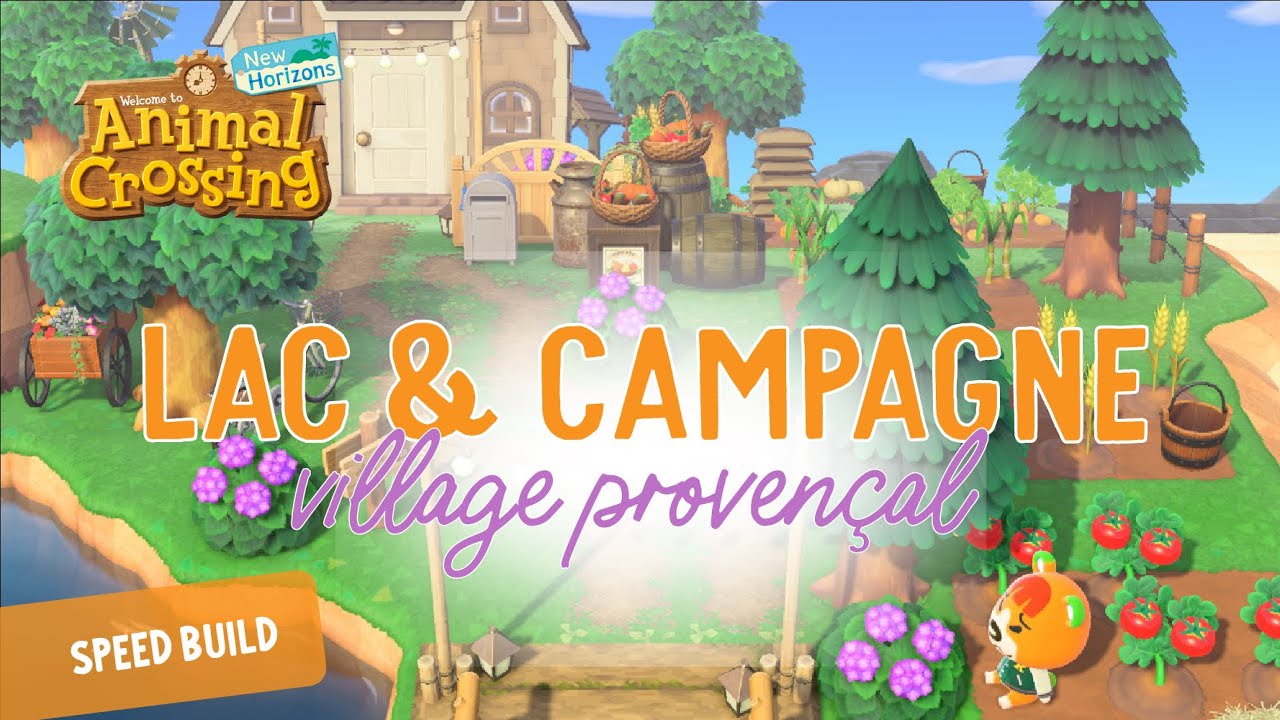 Création d'un LAC + coin CAMPAGNE thème provençal - Speed build - Animal Crossing New Horizon