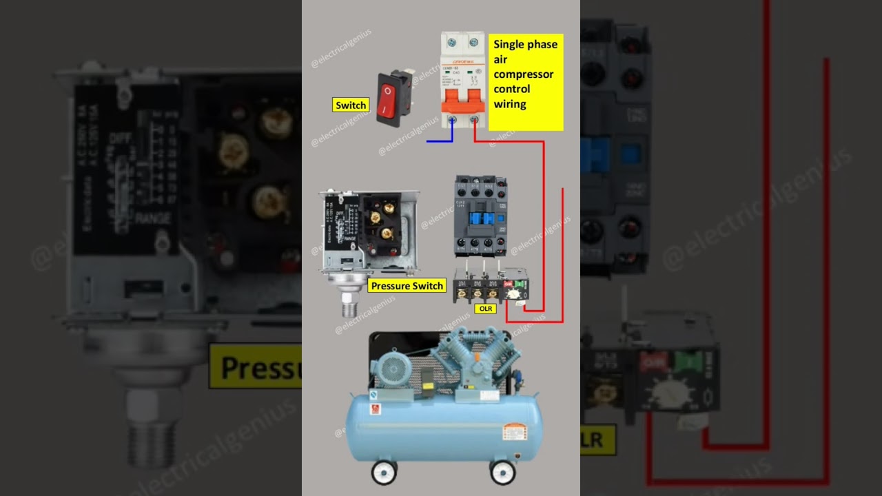 Single phase air compressor automatic control wiring diagram