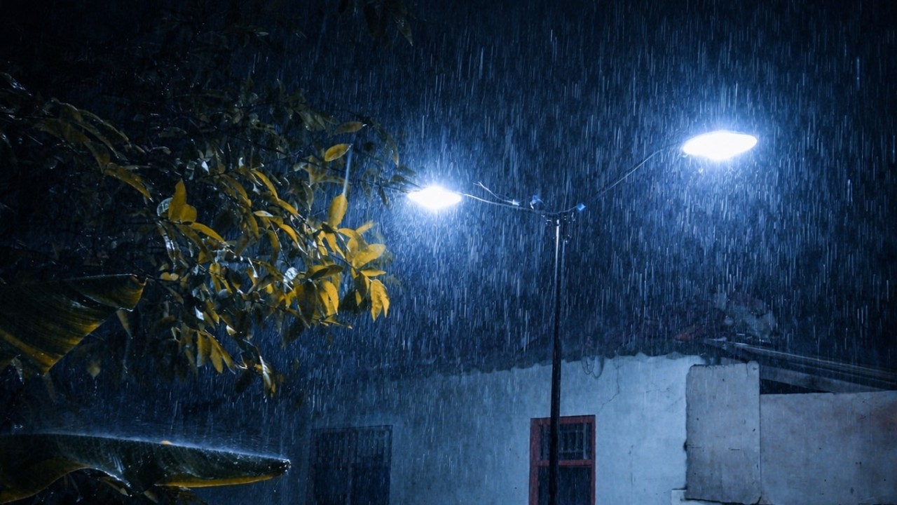Peaceful Night Rain Under Street Lights | Deep Sleep, Relaxation & Stress Relief