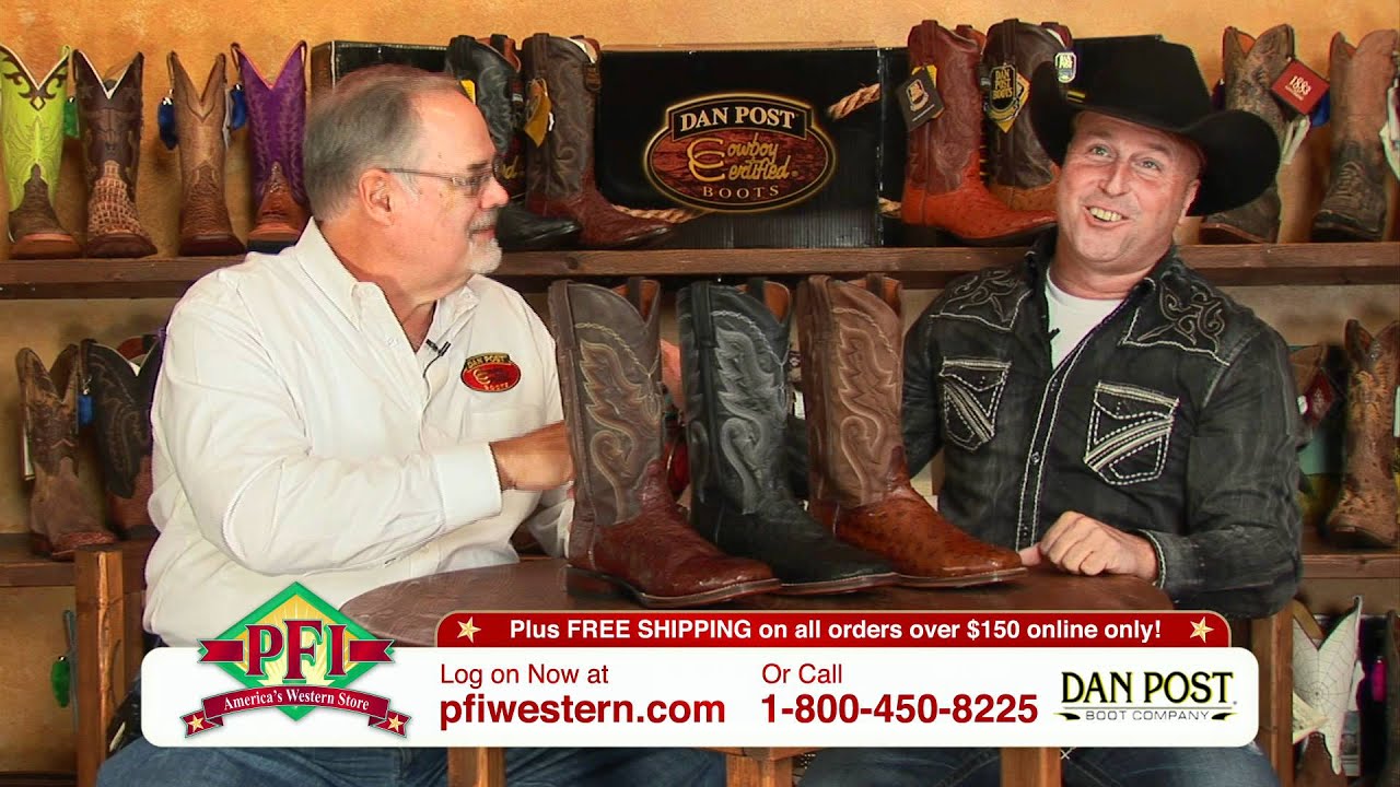 Dan Post Cowboy Certified Full Quill Ostrich Square Toe Cowboy Boots