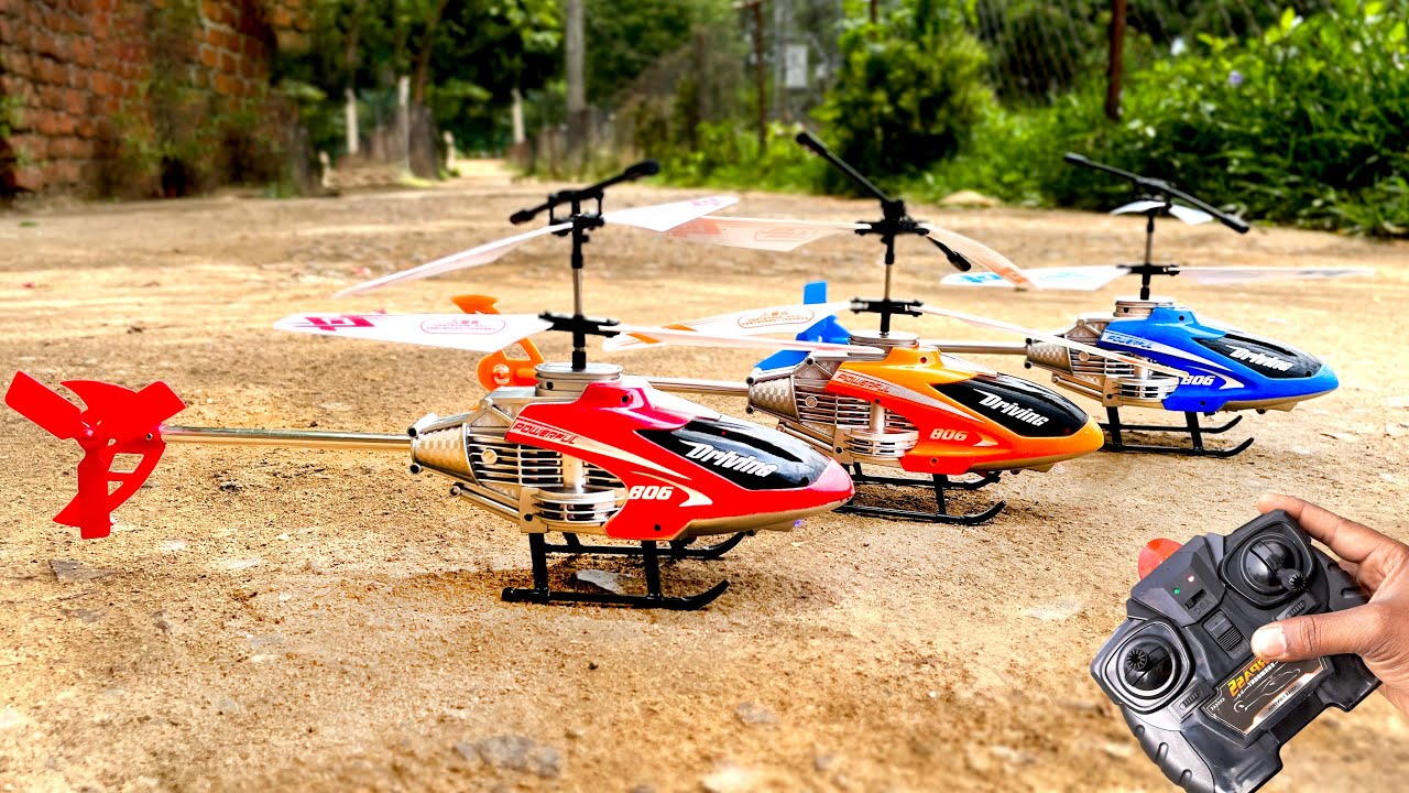 Red vs Orange vs Blue best velocity 3.5 channel rc helicopter unboxing and fly test