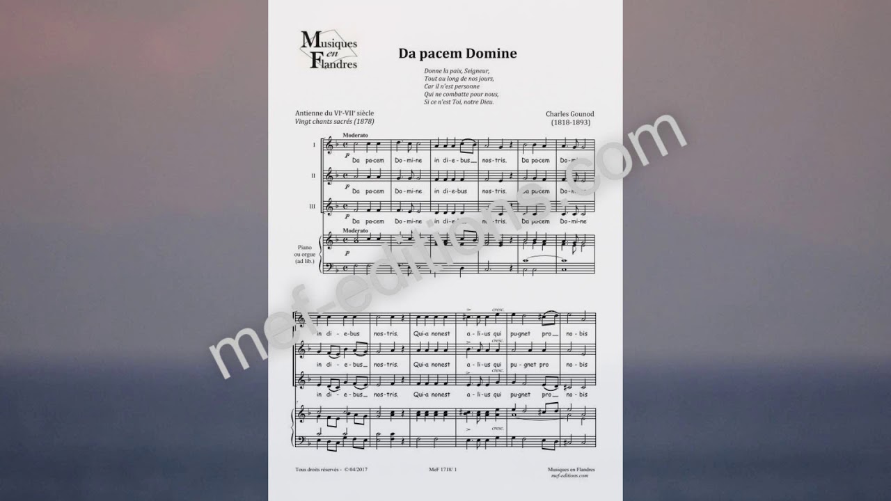 Charles Gounod : Da Pacem Domine pour 3 voix égales