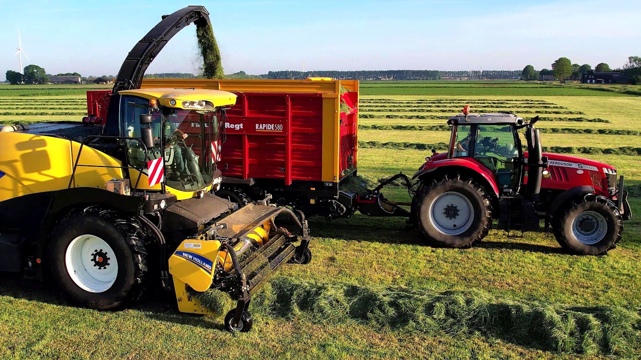 Gras maaien, harken & hakselen | Grass silage | Massey Ferguson | New Holland | CLAAS | Lely