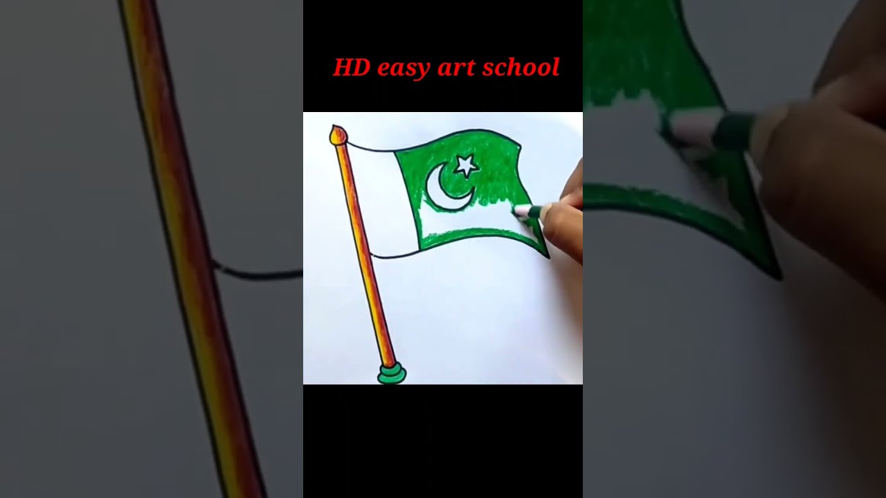 Pakistani  flag drawing easily | 14 August Pakistan independent day drawing.
