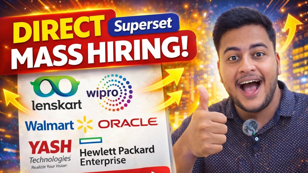 Direct test hirings | Superset mass hiring, Lenskart, Wipro, Walmart, Oracle, Yash tech, HPE hirings