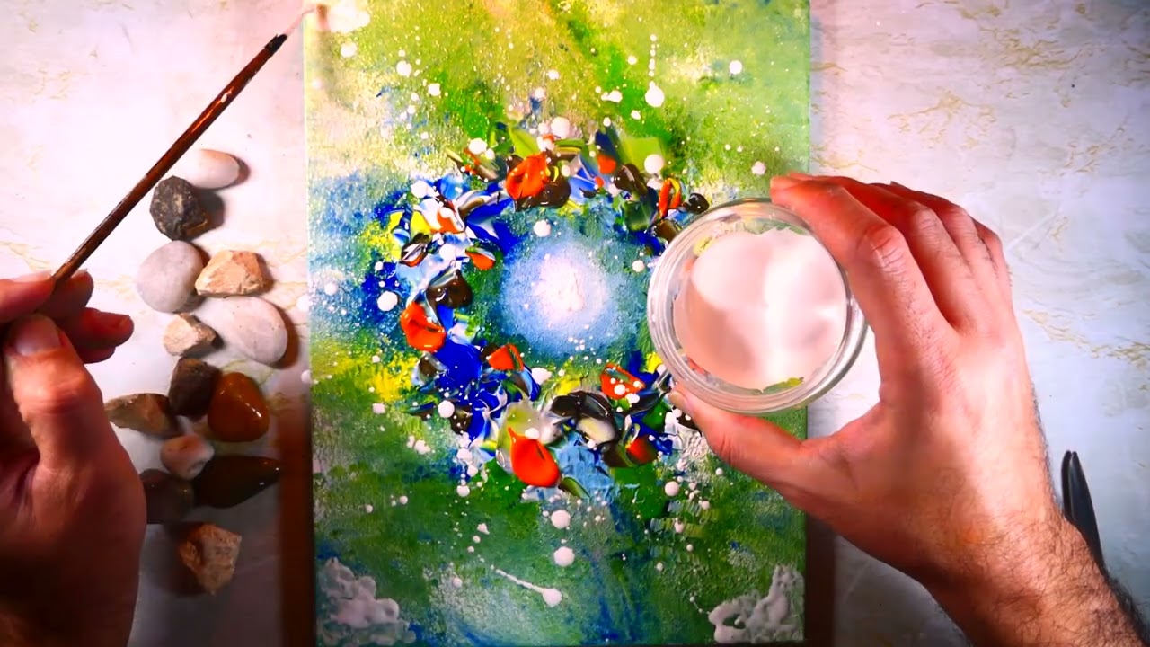 Vortex & Spiral Abstract Painting | Fun With Acrylics | Calming Rainy ASMR Painting