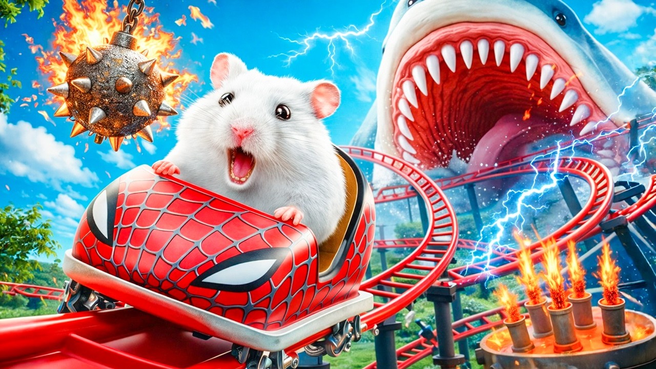 Hamster Escapes from Shark Jaws in Roller Coaster Maze | Hamster Maze