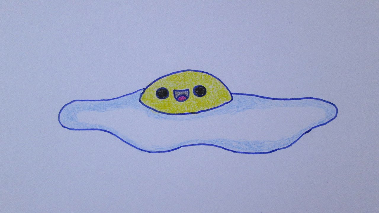Como desenhar um ovo frito fofo