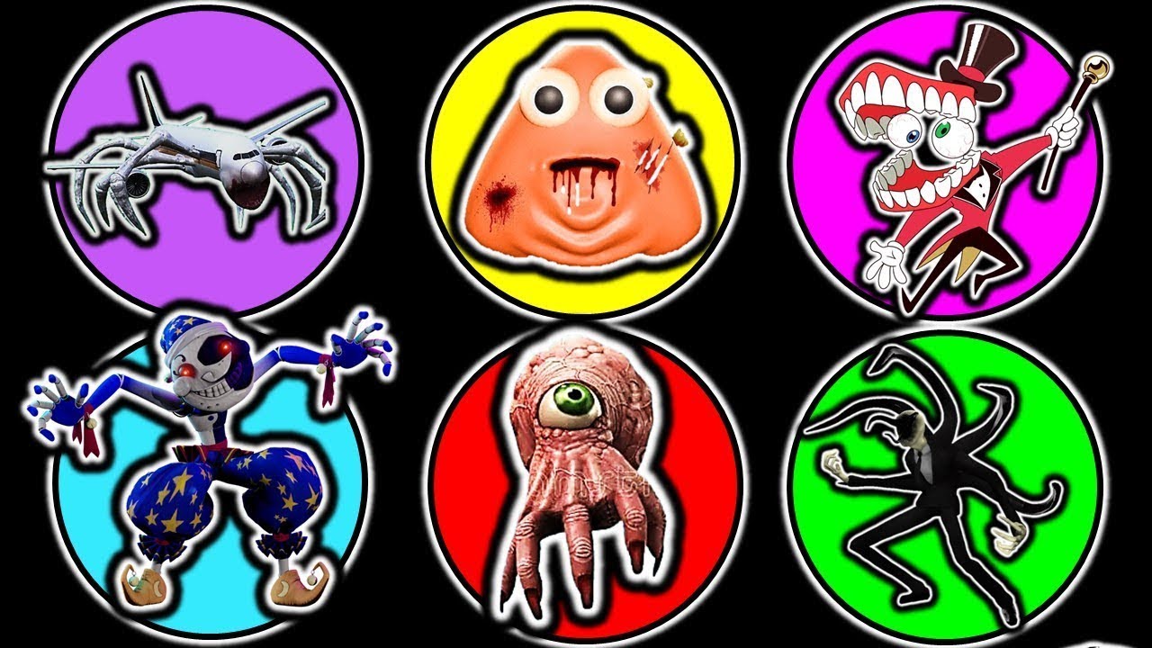 1 KUMPULAN MONSTER !! Brain Eye, Plane Eater, Pou, Slenderman, Cartoon Train Eater, Moondrop, Caine