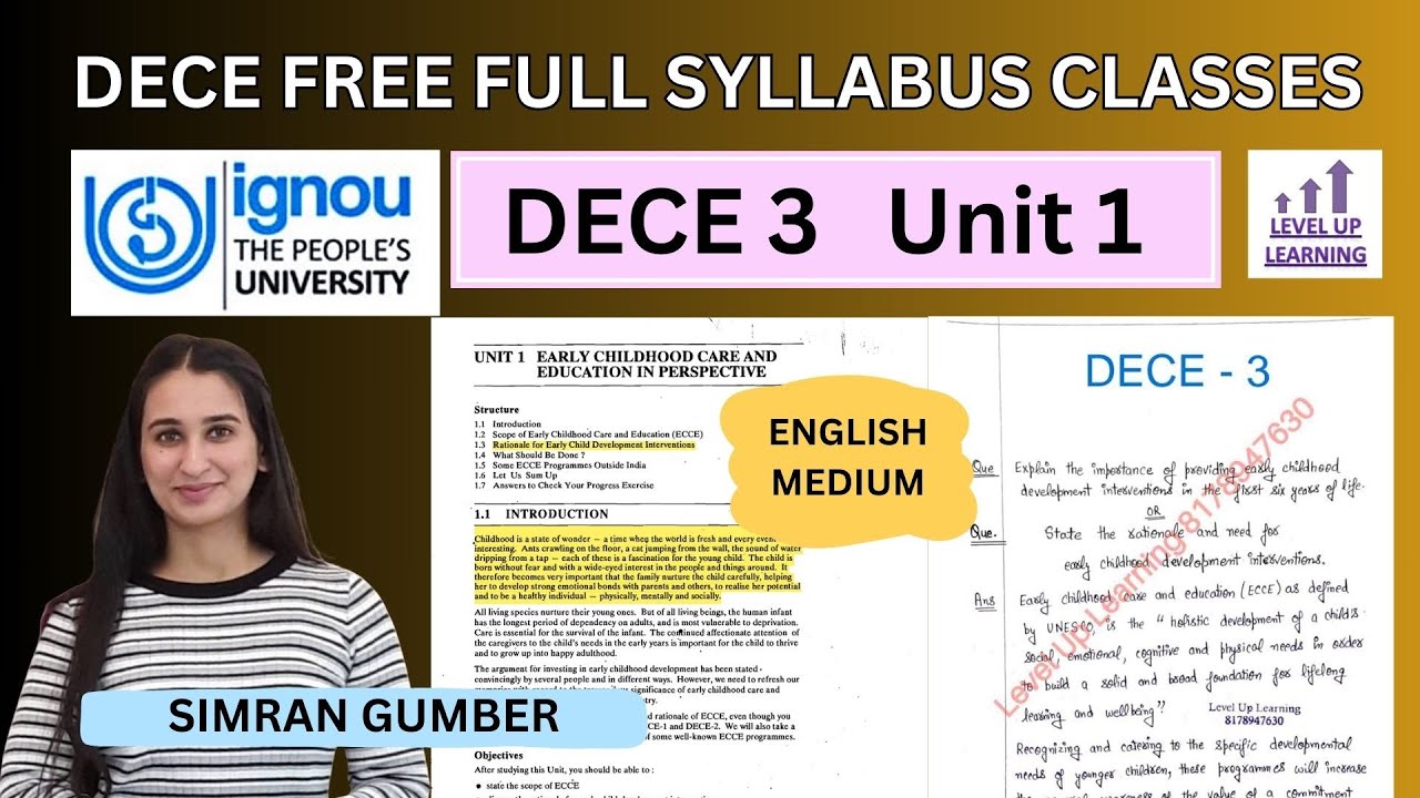 DECE 3 Unit 1 IGNOU Free Classes Simran Gumber Level Up Learning