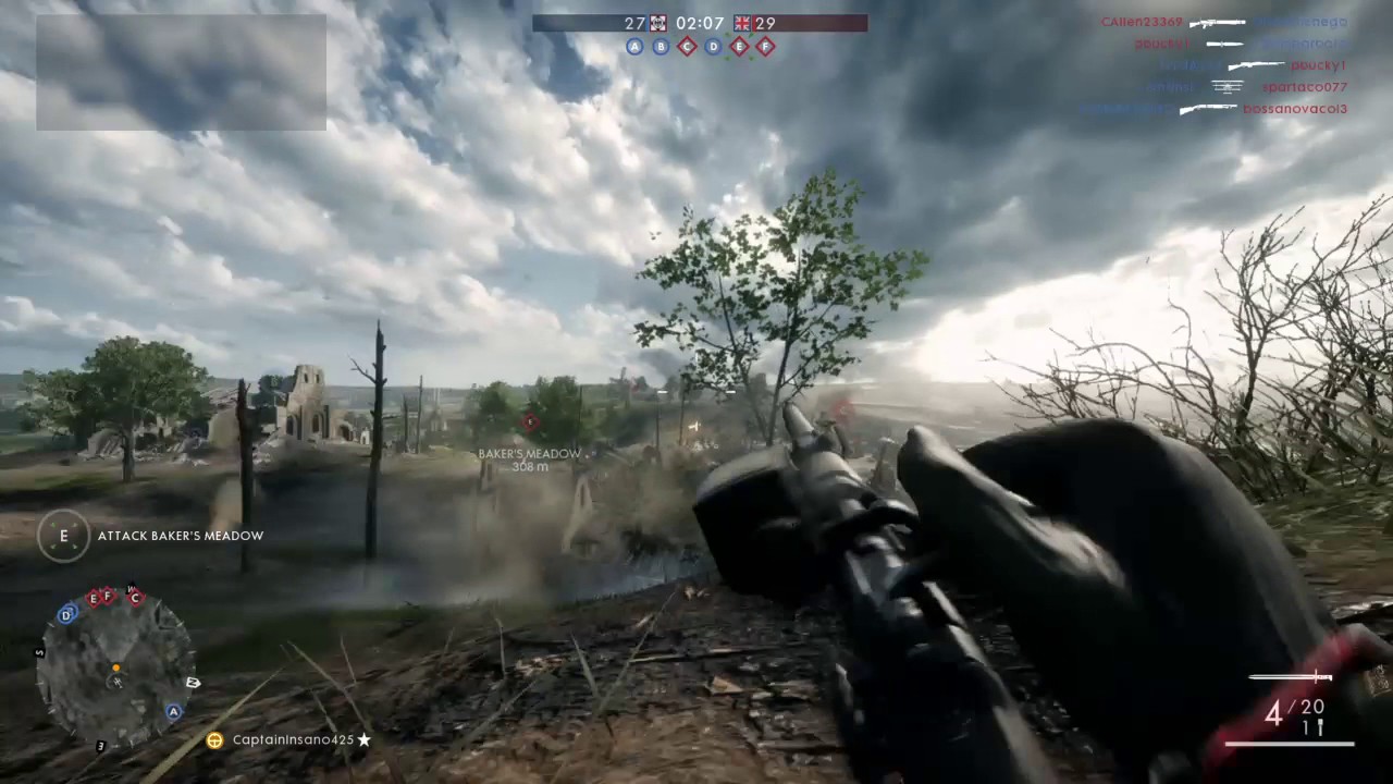 Battlefield 1 400m sniper kill