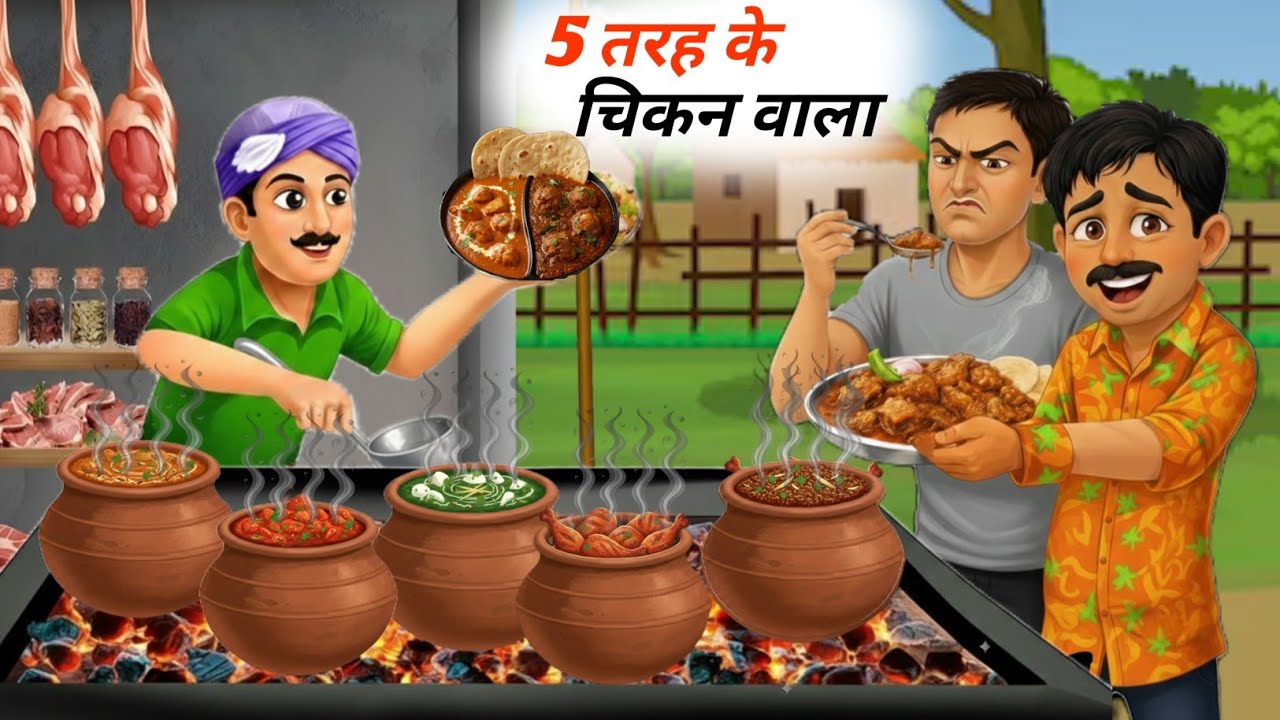 गांव का सबसे तगड़ा चिकन वाला 5 डिश एक साथ | 5 Tarah Ke Chicken Wala | Hindi Story | Hindi Kahaniya |