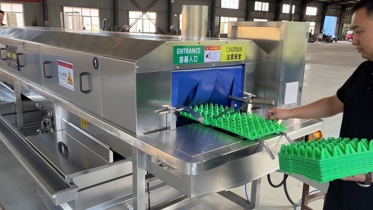 Lavadora para Bandejas de Huevos y Cestas de Plástico - Secado al 70%