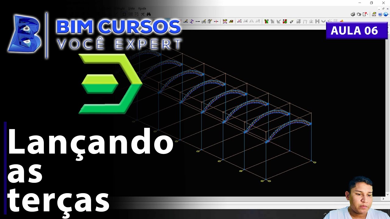 Curso de Cype 3D - Aula 06 - Lançando as terças - Metálicas 3D - BIM CURSOS - Galpão parabólico