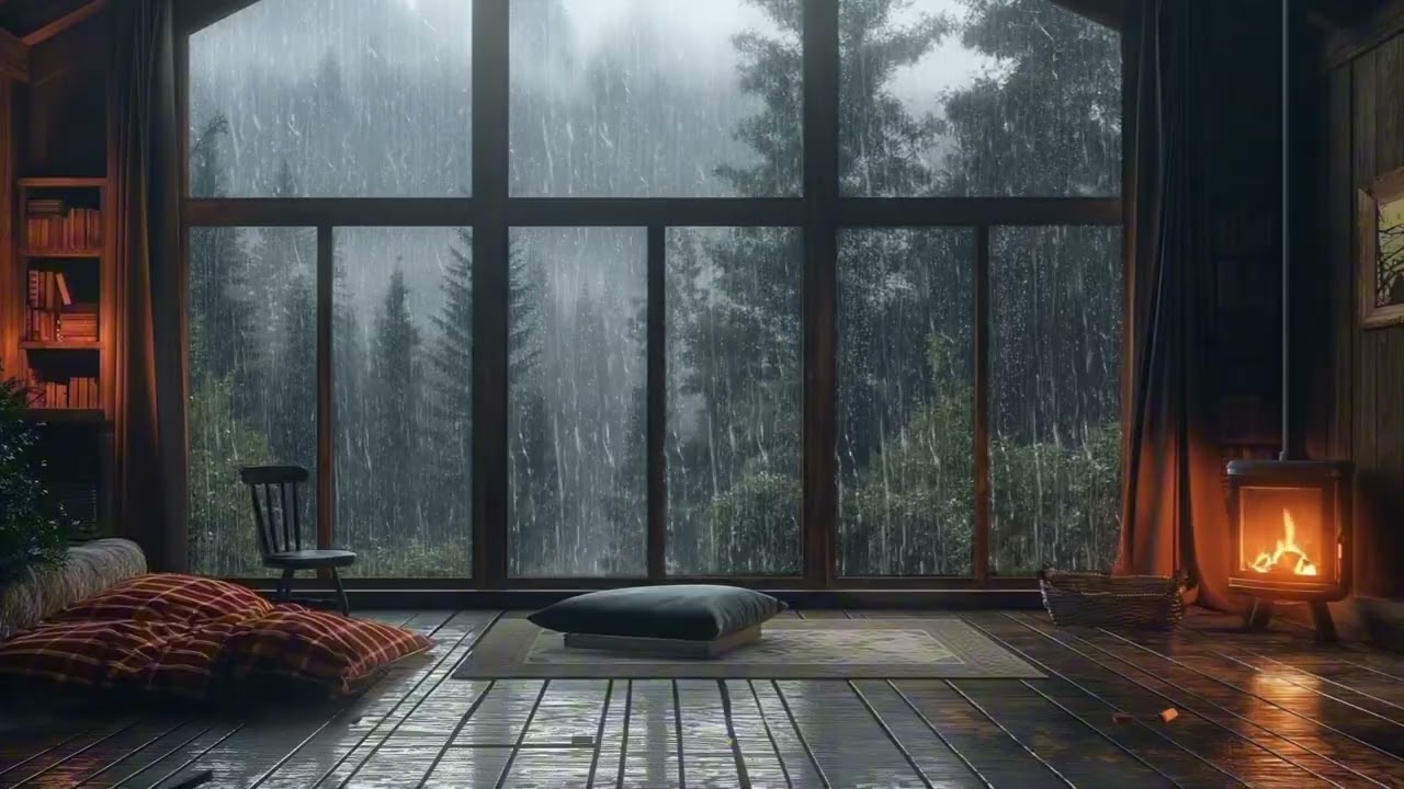Rainy Day in a Cozy  Cabin | Pure Nature Sounds for Deep Sleep