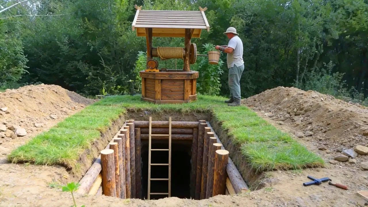 Building a Secret Underground Shelter with a Hidden Well Entrance