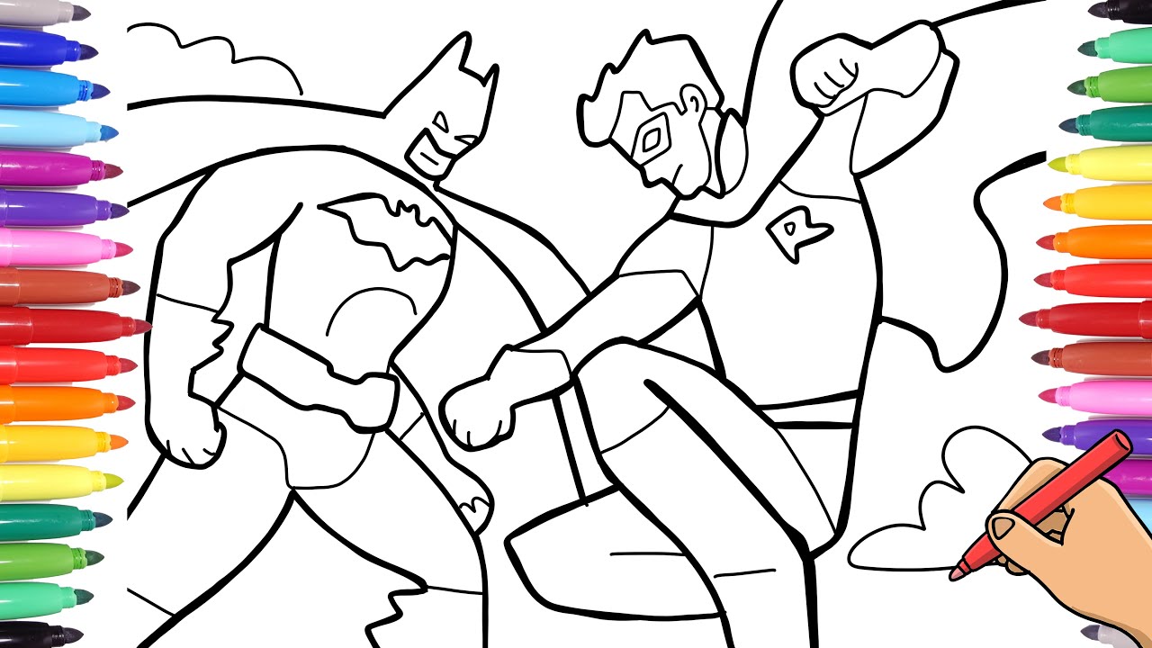 ROBIN AND BATMAN - DRAWING BATMAN AND ROBIN WITH BLACK MARKER - SHOW HOW TO DRAW WITH MARKERS