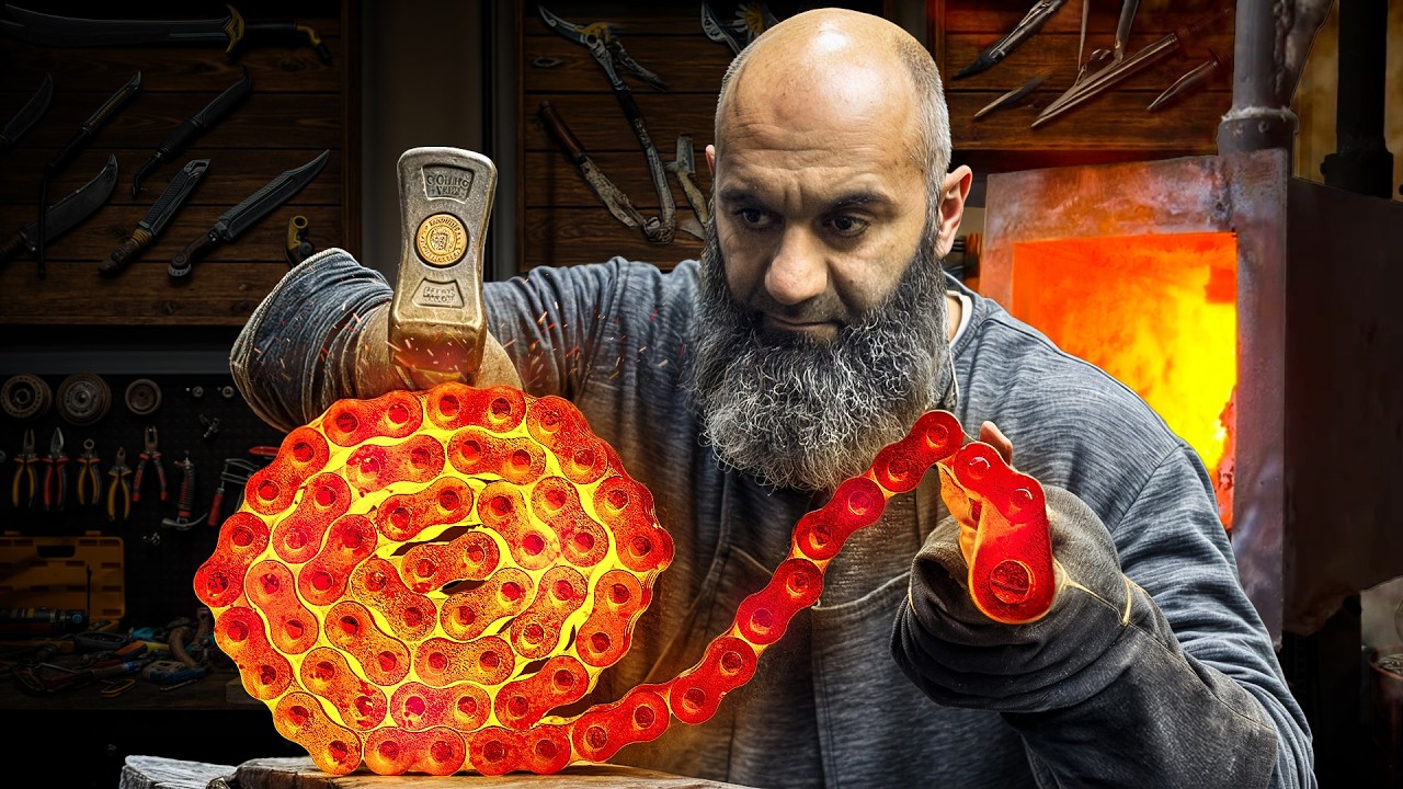 Forging Two Extreme Knives From a Rusty Chain and a Drill Bit
