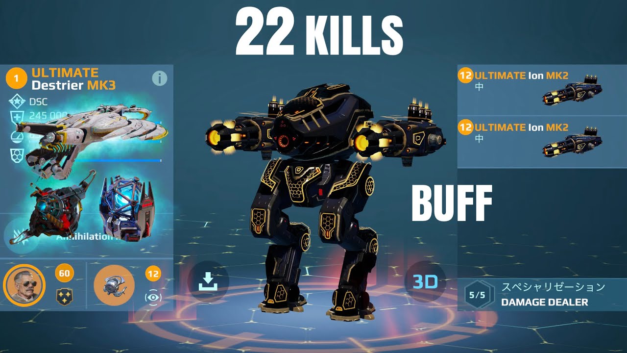 [WR] UE DESTRIER (BUFF) w/ UE ION - 22 Kills Gameplay | War Robots