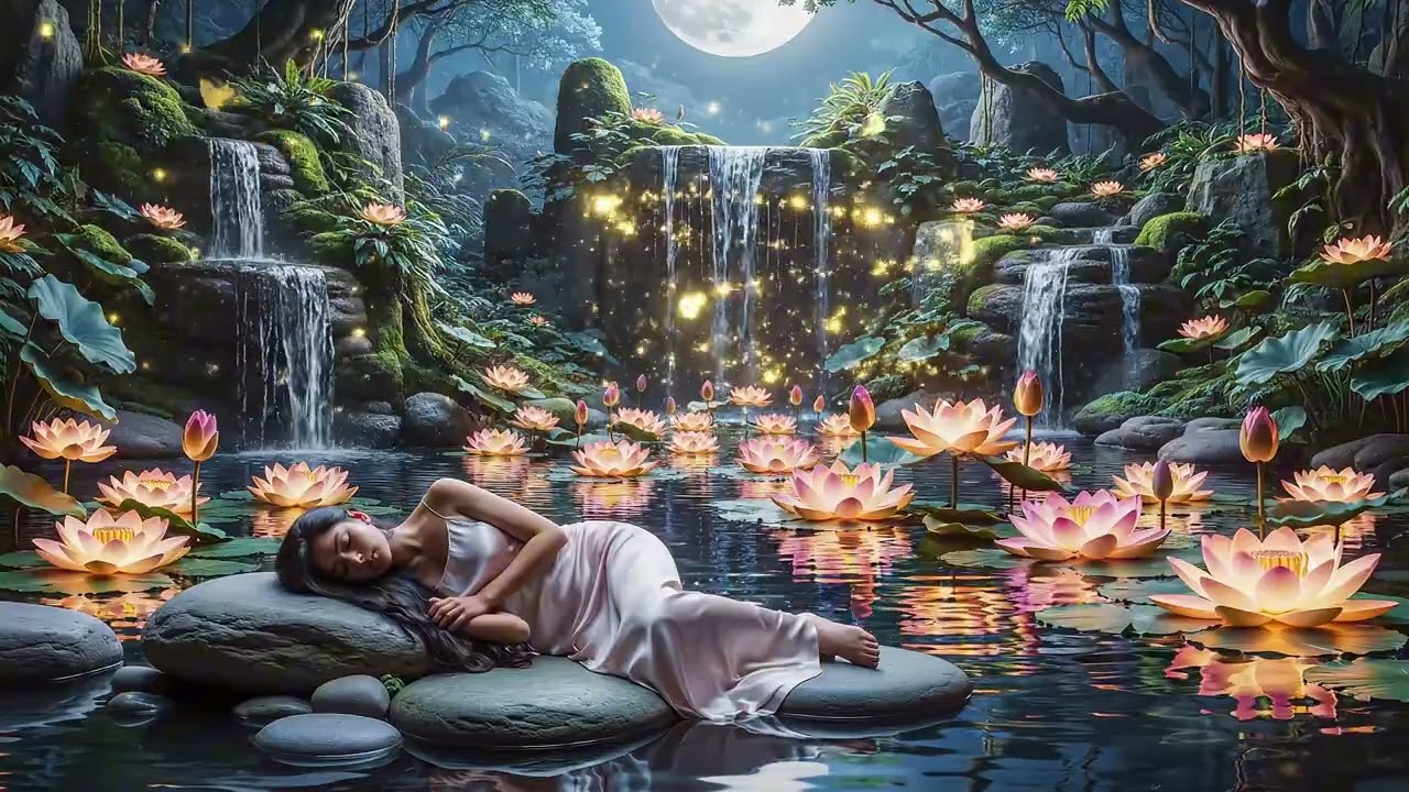 Sleeping in a Dream Garden 🌸 Fantasy Waterfall Ambience for Deep Sleep✨