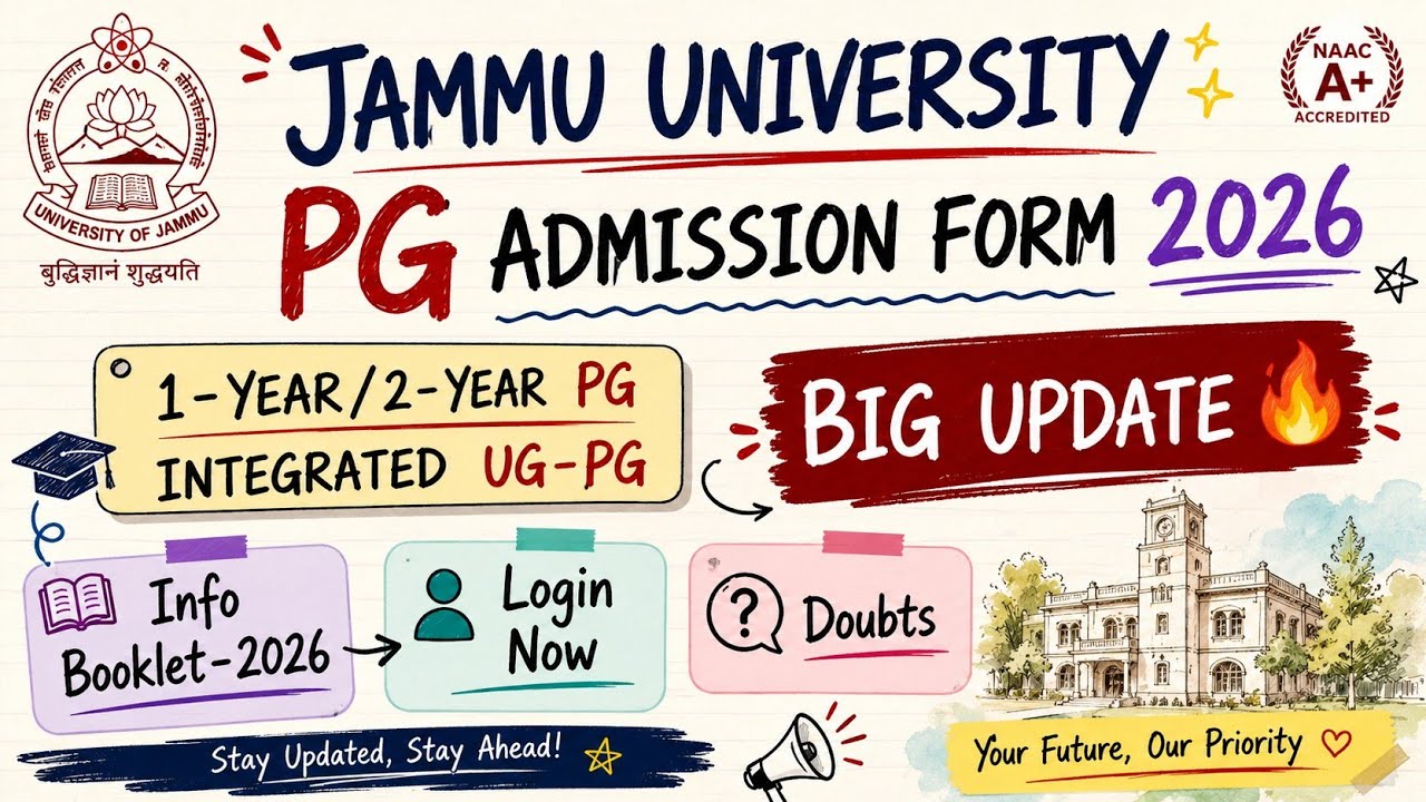JAMMU UNIVERSITY PG/UG ADMISSION 2026 | Big Update | Login Now | Info Booklet 2026 | Queries |